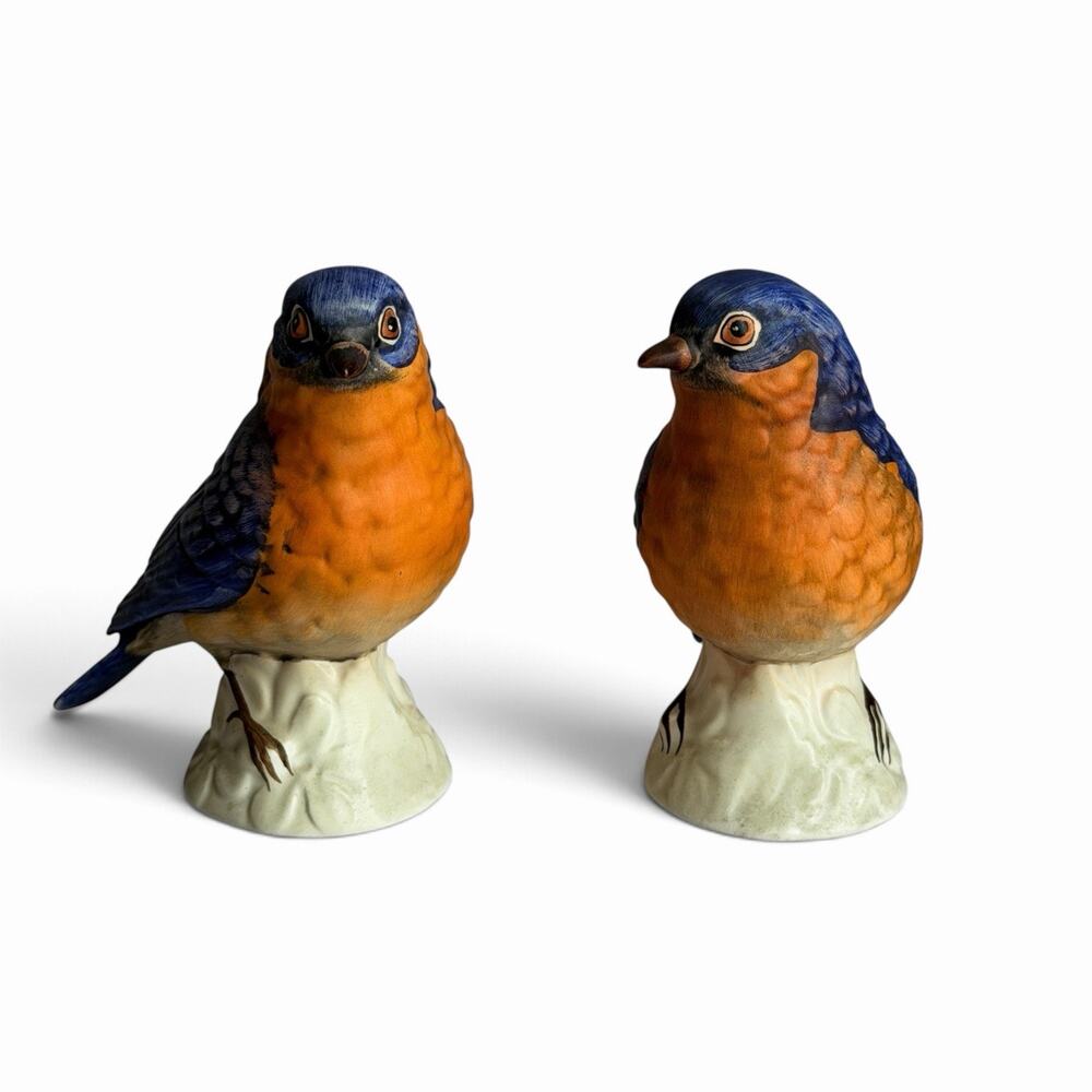 Goebel Bluebird Figurines Pair 1975 West Germany Porcelain Birds Vintage 38 515
